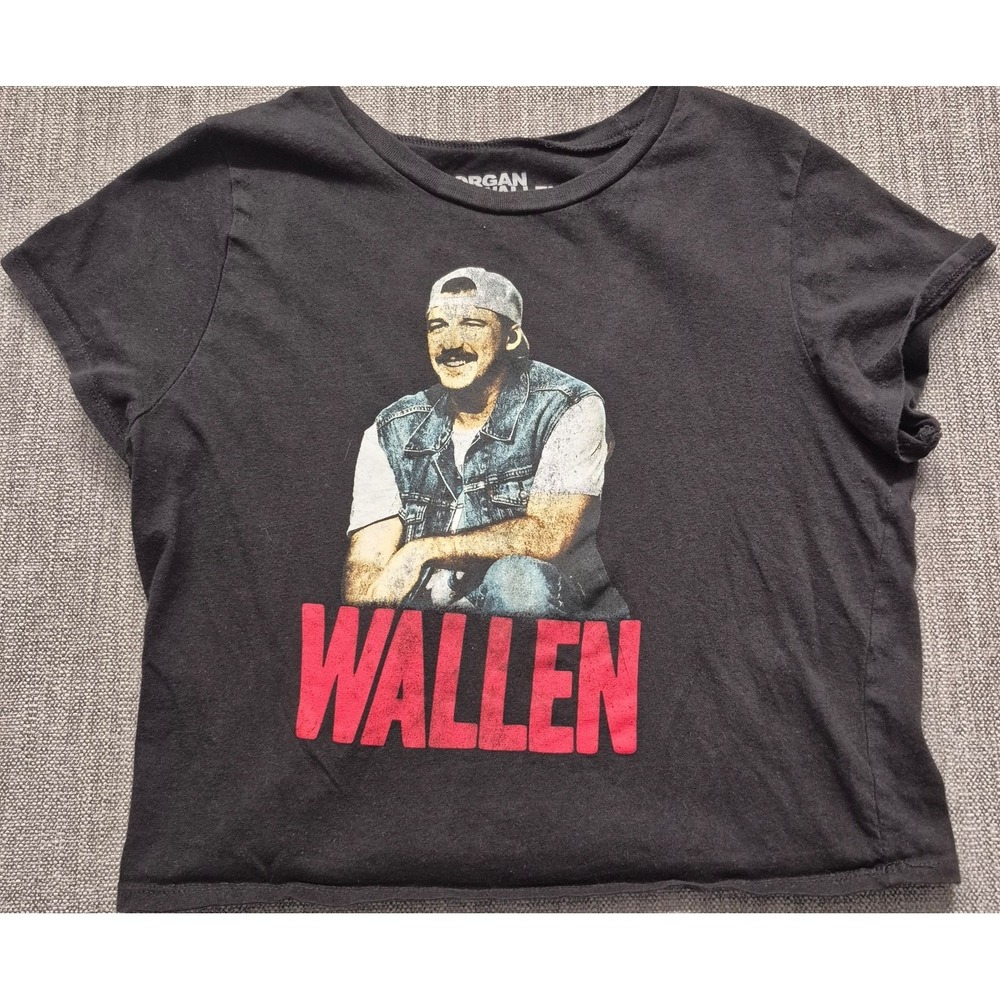 Morgan Wallen women's cropped black graphic t-shirt‎ LG Cotton County Music